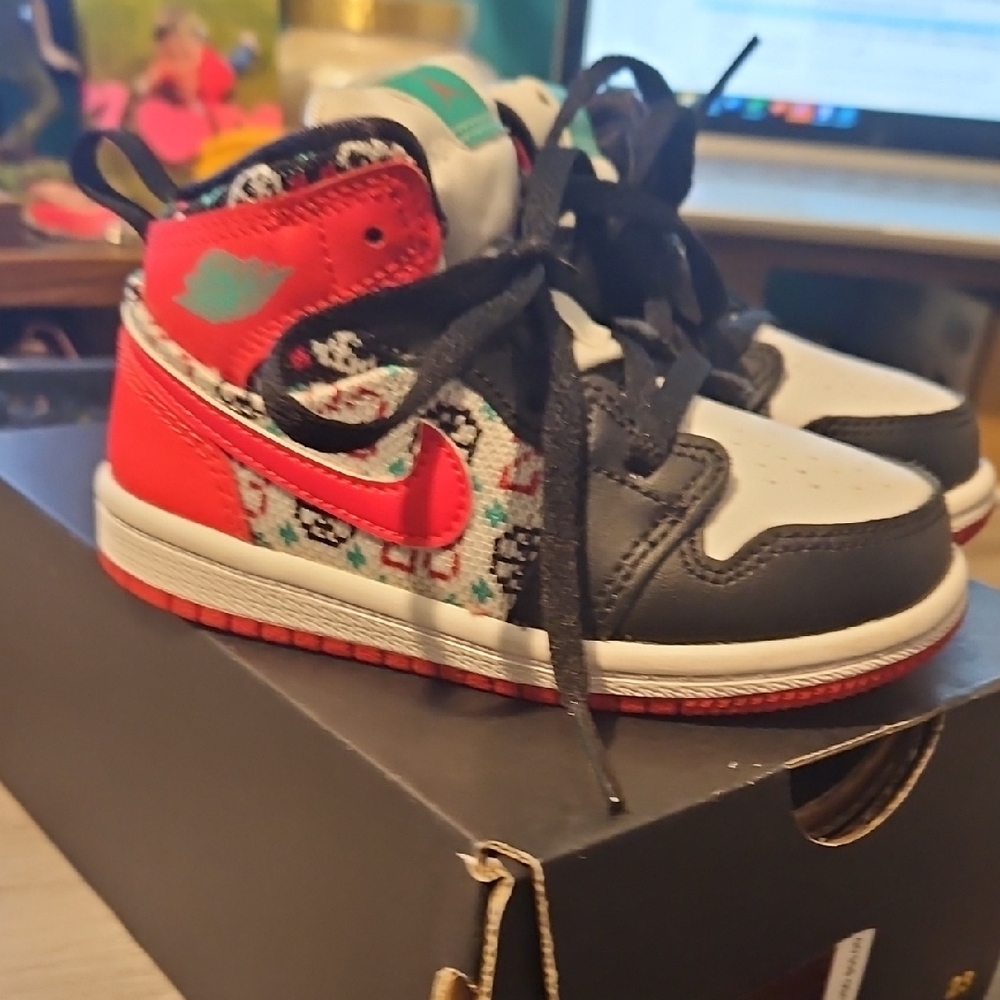 Jordan Black and Red High-Top Sneakers